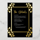 ハート花オンブラック金ゴールド詳細カード 箔招待状 (正面)