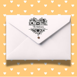 ハート花スプリットモノグラムテーマ ラバースタンプ