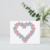 ハート花リース横葉書 ポストカード (スタンド正面)