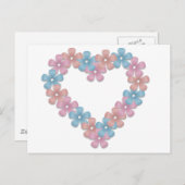 ハート花リース横葉書 ポストカード (正面/裏面)