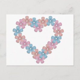 ハート花リース横葉書 ポストカード