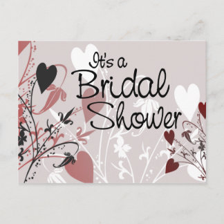 ハート花咲き葉書招待状 インビテーションポストカード