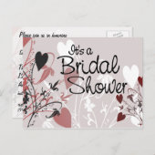 ハート花咲き葉書招待状 インビテーションポストカード (正面/裏面)