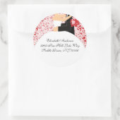 ハート花嫁&花婿アドレスのステッカーピンク&レッド ラウンドシール (バッグ)