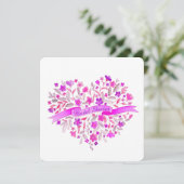 ハート花束紫ブライダルシャワー招待状 招待状 (スタンド正面)