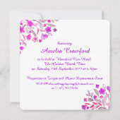 ハート花束紫ブライダルシャワー招待状 招待状 (裏面)
