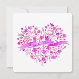 ハート花束紫ブライダルシャワー招待状 招待状