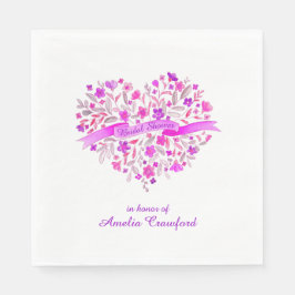 ハート花花束紫ブライダルシャワーナプキン スタンダードランチョンナプキン