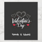 ハート芸術的イラストIブラックIバレンタイン ワインラベル (シングルラベル)