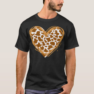 ハート茶色の牛のパターン Tシャツ