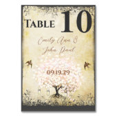 ハート葉ピンクツリーヴィンテージ鳥 テーブルナンバー (正面)