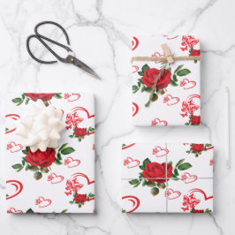 ハート蝶と花 ラッピングペーパーシート