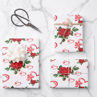 ハート蝶と花 ラッピングペーパーシート