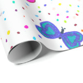 ハート蝶ラッピング紙 ラッピングペーパー (ロールコーナー)