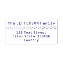 ハート行ファミリ名と住所ラバースタンプ