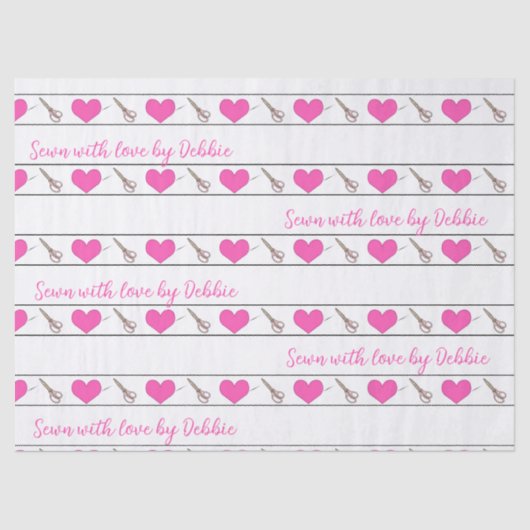 ハート裁縫をテーマカスタムにした大型 薄葉紙 (正面)