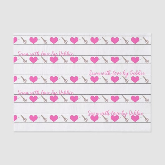 ハート裁縫をテーマカスタムにした小ティッシュペーパー 薄葉紙 (正面)