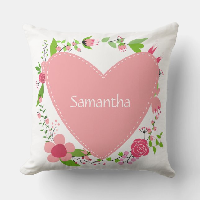 ハート装飾用クッション内の名前 クッション (正面)