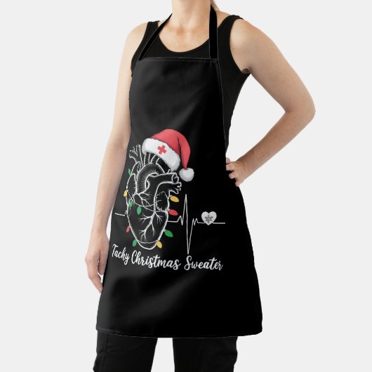 ハート解剖学クリスマスナース心頻拍クリスマス エプロン (インサイチュ)