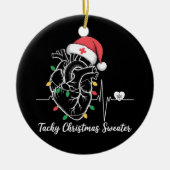 ハート解剖学クリスマスナース心頻拍クリスマス セラミックオーナメント (正面)