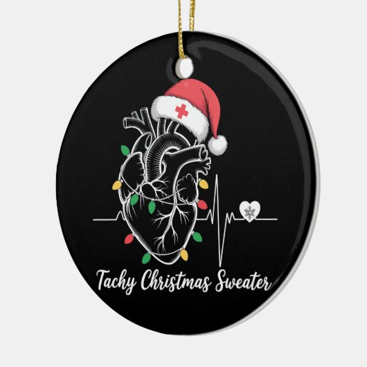 ハート解剖学クリスマスナース心頻拍クリスマス セラミックオーナメント (左)
