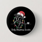 ハート解剖学クリスマスナース心頻拍クリスマス 缶バッジ (正面)