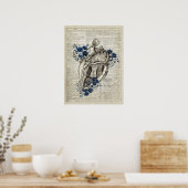 ハート解剖学花辞典アート ポスター (キッチン)