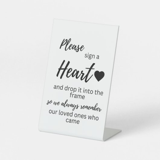 ハート記号に署名 台座サイン (正面)