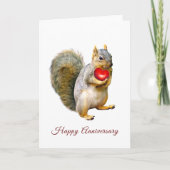 ハート記念日カード付きリス カード (正面)