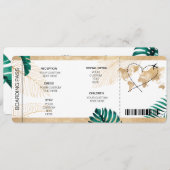 ハート詳細 ウェディング デスティネーション 搭乗券 招待状 (正面/裏面)