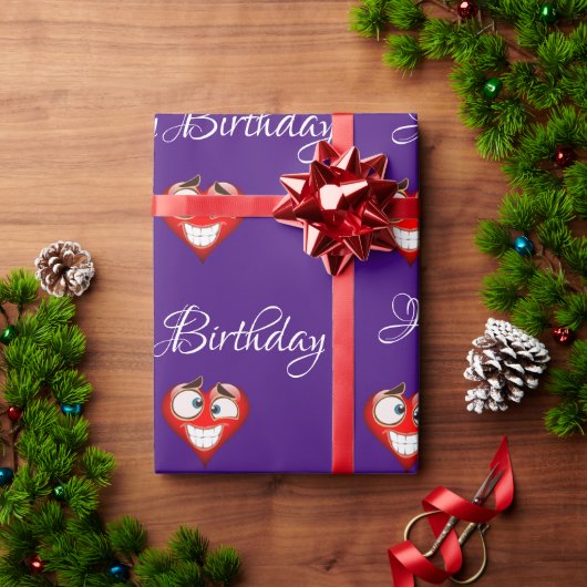 ハート誕生日包装紙 ラッピングペーパー (クリスマスギフト)