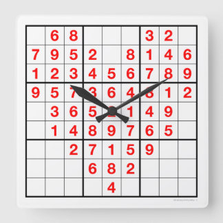 ハート読み込み可能パズル付きスドクロック(簡単) スクエア壁時計