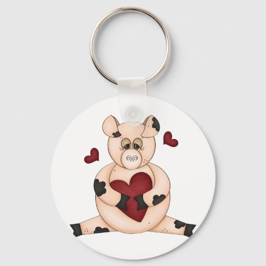 ハート豚 キーホルダー (正面)