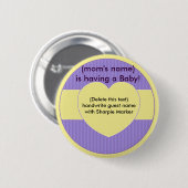 ハート赤ちゃんシャワー名ピン 缶バッジ (正面&裏面)