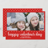 ハート赤と白バレンタインの写真カード シーズンカード (正面/裏面)