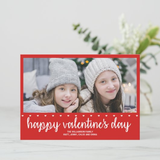 ハート赤と白バレンタインの写真カード シーズンカード (スタンド正面)