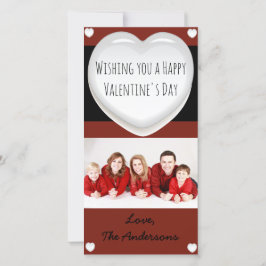 ハート赤と白バレンタインの写真カード シーズンカード