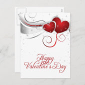 ハート赤と白バレンタインはがき シーズンポストカード (正面/裏面)