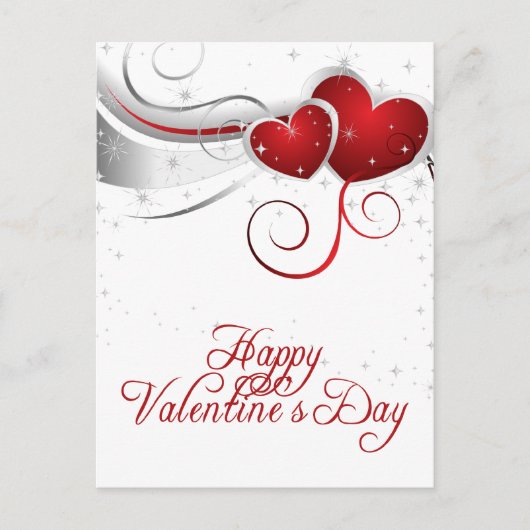 ハート赤と白バレンタインはがき シーズンポストカード (正面)