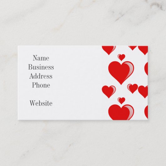 ハート赤と白バレンタインデーのパターン 名刺 (正面)