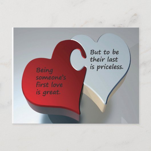 ハート赤と白パズルのピース付きポストカード。 ポストカード (正面)