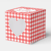 ハート赤と白受賞箱付きギンガム フェイバーボックス (正面サイド)