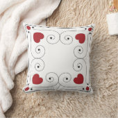 ハート赤と白枕 クッション (ブランケット)