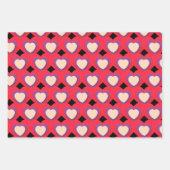 ハート赤紫ラッピング紙シートセット3 ラッピングペーパーシート (正面3)