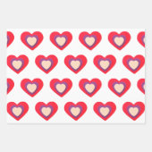 ハート赤紫ラッピング紙シートセット3 ラッピングペーパーシート (正面2)