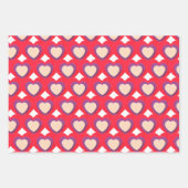 ハート赤紫ラッピング紙シートセット3 ラッピングペーパーシート (正面)