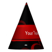 ハート赤、黒文字テンプレート パーティーハット (左)