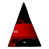 ハート赤、黒文字テンプレート パーティーハット (右)