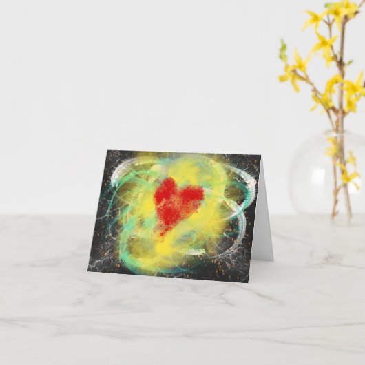ハート超新星クリスチャンモダンアートありがとう カード (黄色い花)