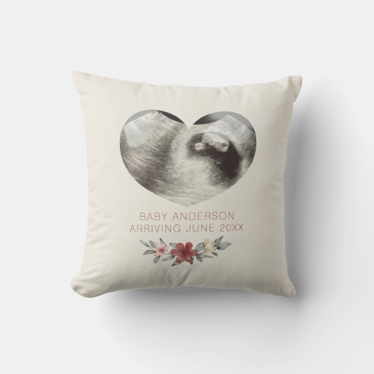 ハート超音波妊娠の発表の明らかにする クッション (正面)